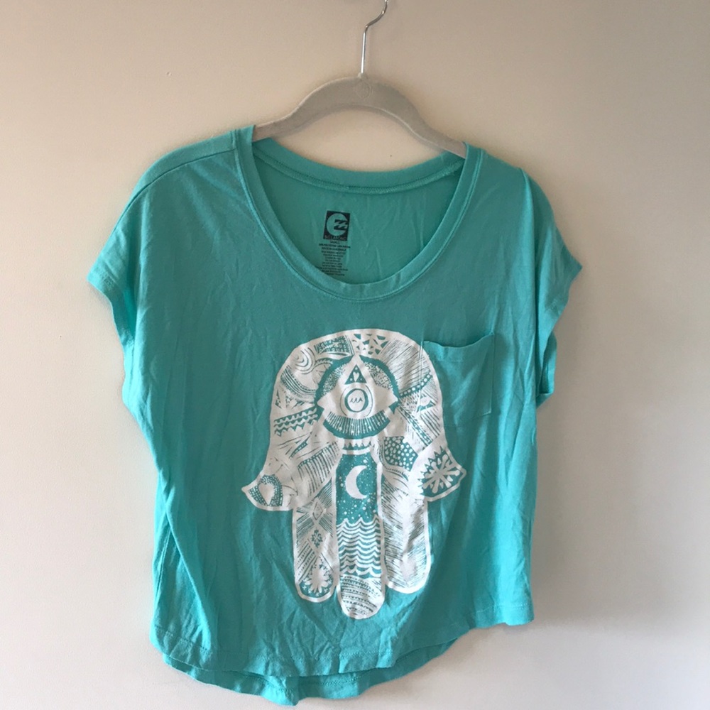 Blue top with hand design from Billabong